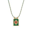 Siyona Cord Charm Necklace - Green Necklace (No Beads) [PX062T0M]