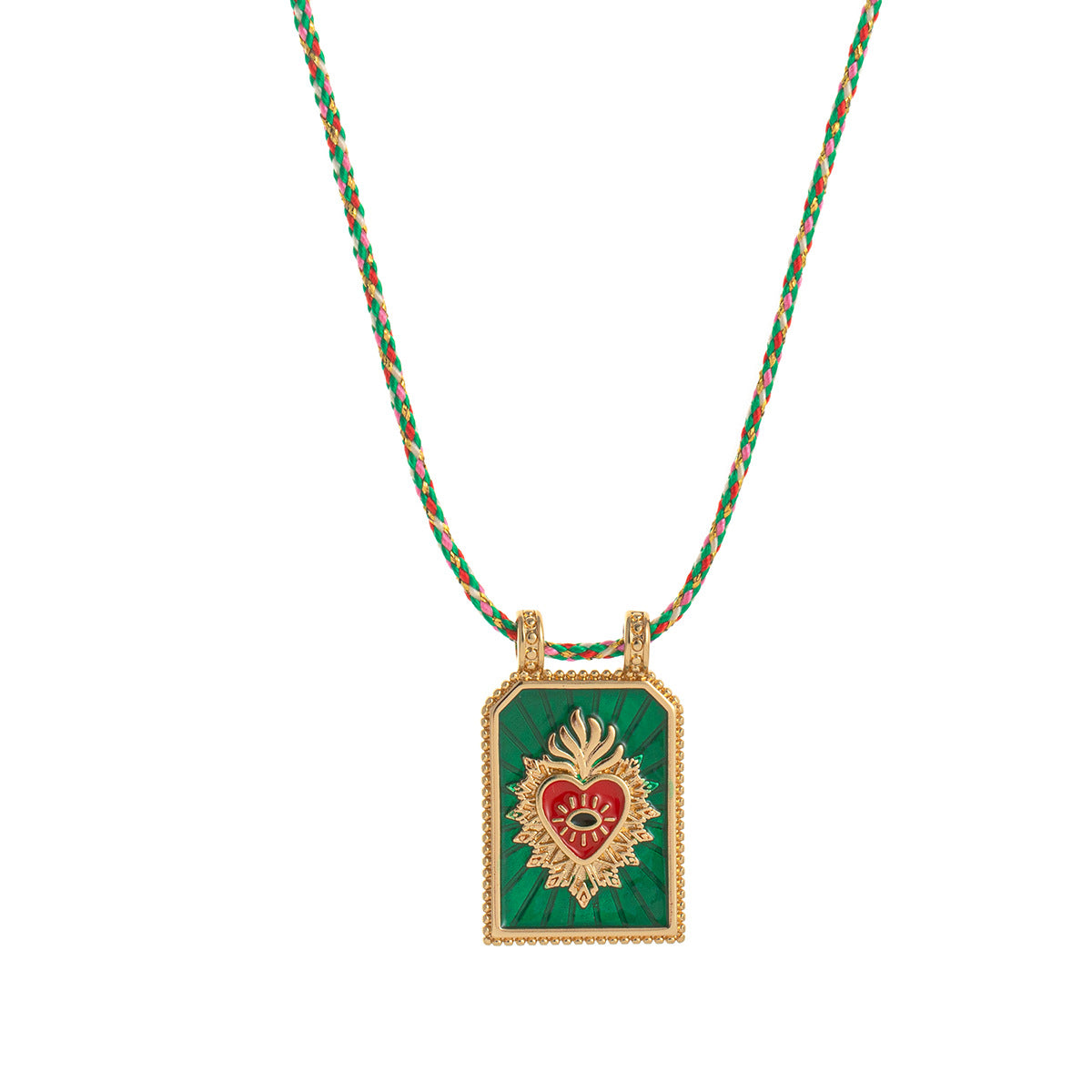 Siyona Cord Charm Necklace - Green Necklace (No Beads) [PX062T0M]