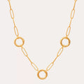 Makayla Gold Charm Jewelry - Paperclip Chain with 3 Adjustable Charms [6Z0D7PRV]