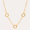 Geometric Charm Chain Necklace - Paperclip + 3 Beads Ring [SYBHXW5F]