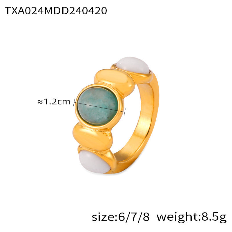 Zo Oval Stone Jewelry Set - Gold Ring - Size 7 [4TUIL25Q]