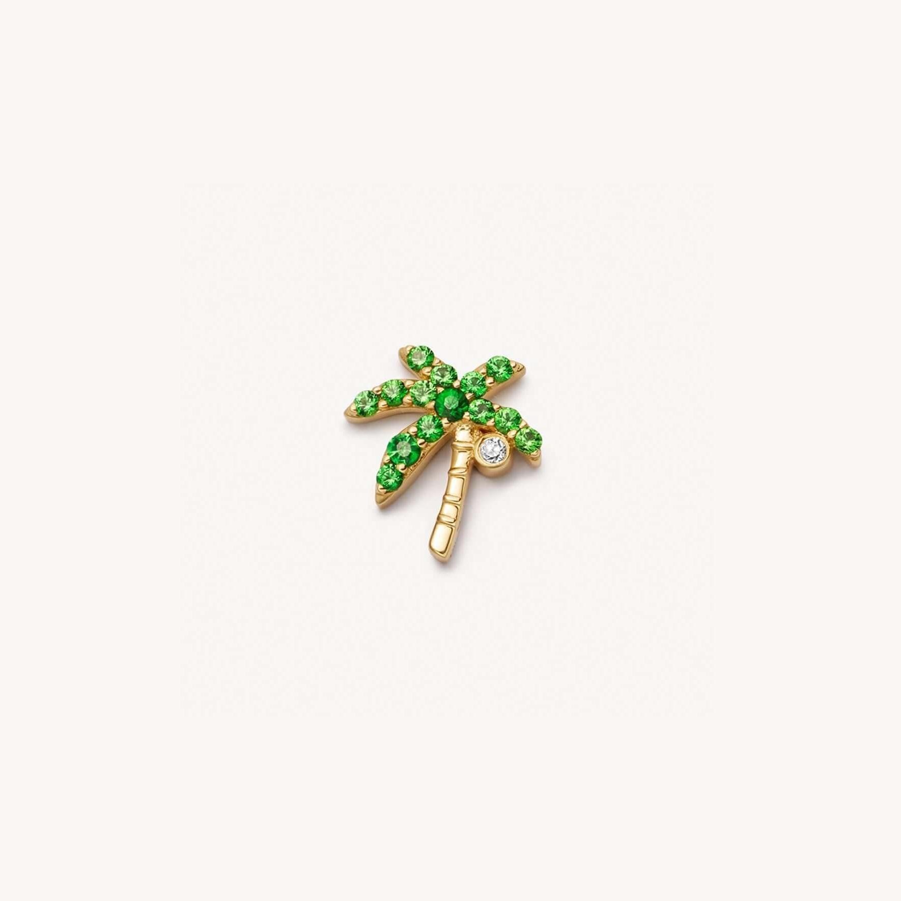 Dainty Birthstone Heart Locket Ring - Palm Tree Charm [MKAI4OVO]