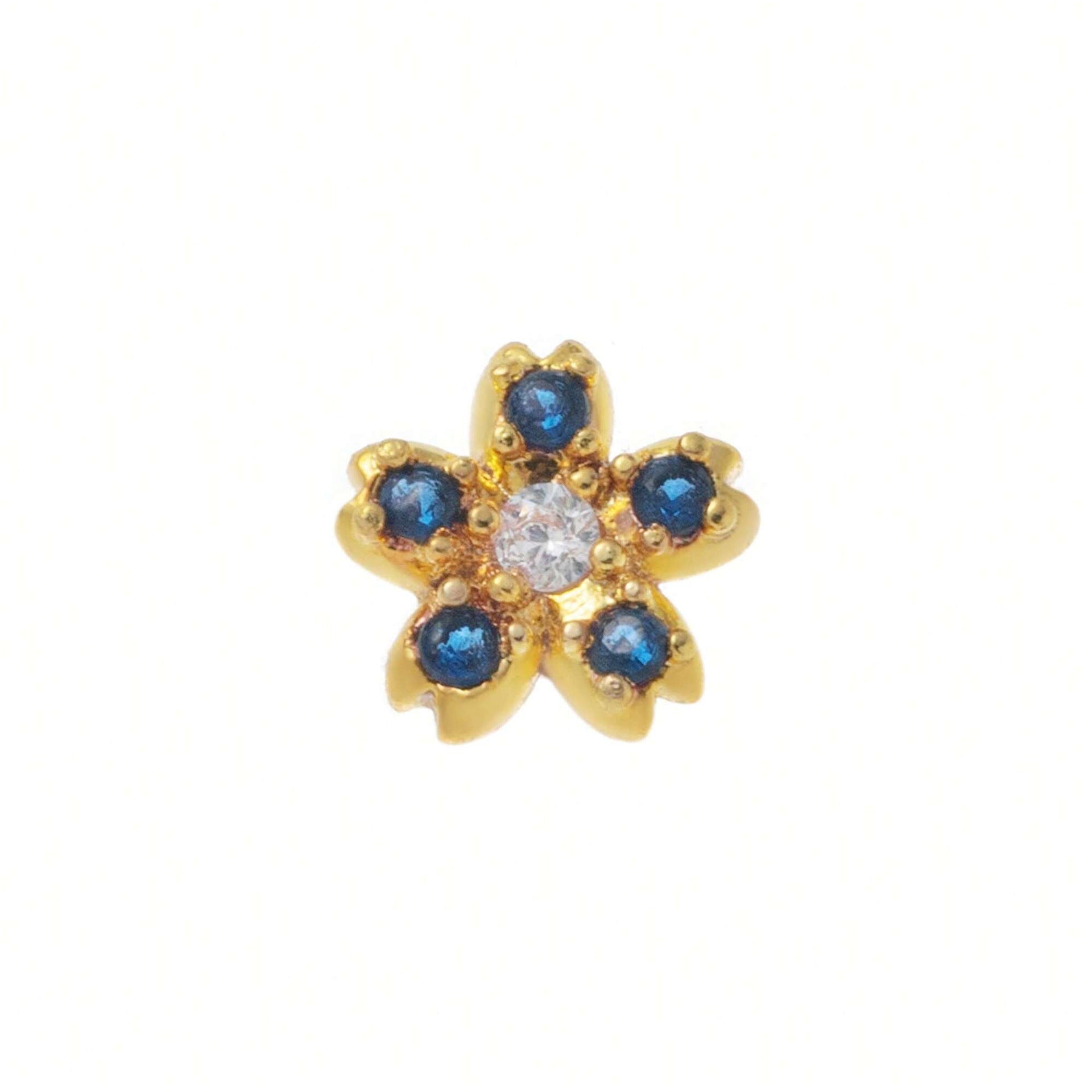 Dainty Birthstone Heart Locket Ring - Blue Flower Charm [A4H7SSML]