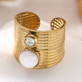 Hadlie Natural Stone Open Ring - White [BVOISYNE]