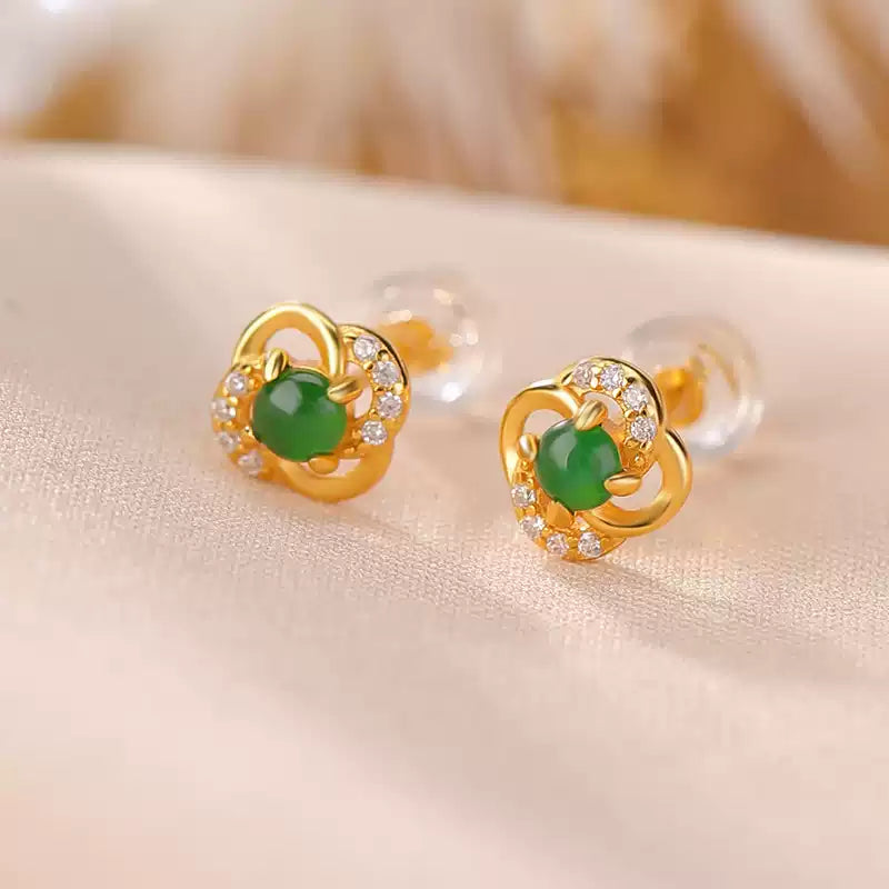 Kaia Jade Halo Stud Earrings