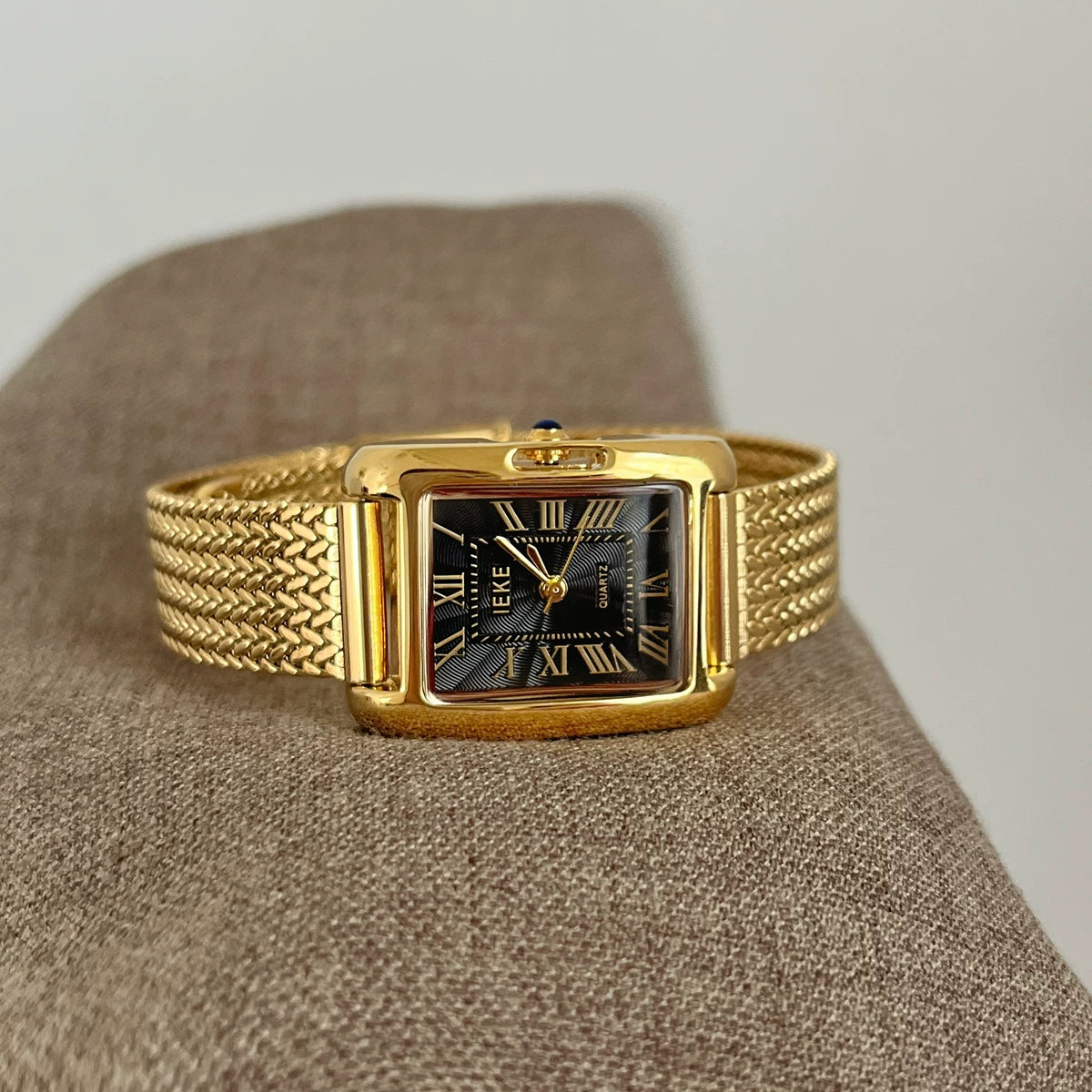 Classic Square Chain Watch - Gold with Black Dial [D9YSXS2B]