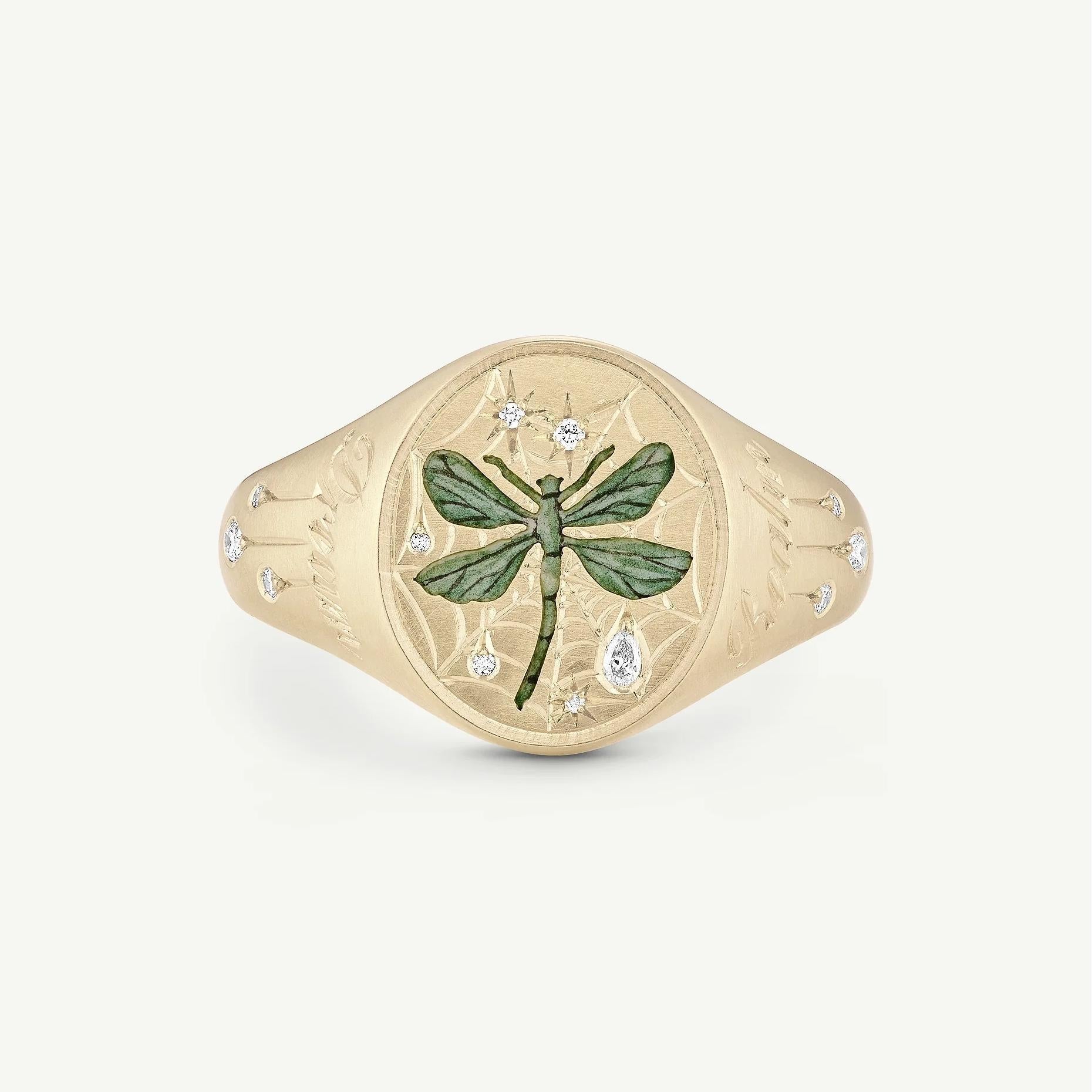 Ronni Motif Statement Ring - Dragonfly [OMB4R4AG]