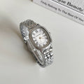 Daisy Dial Bracelet Watch - Silver Strap White Dial Oval Roman [HI6XJKD6]