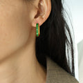 Blossom Geometric Zircon Hoops - Green [B6F4JGO1]
