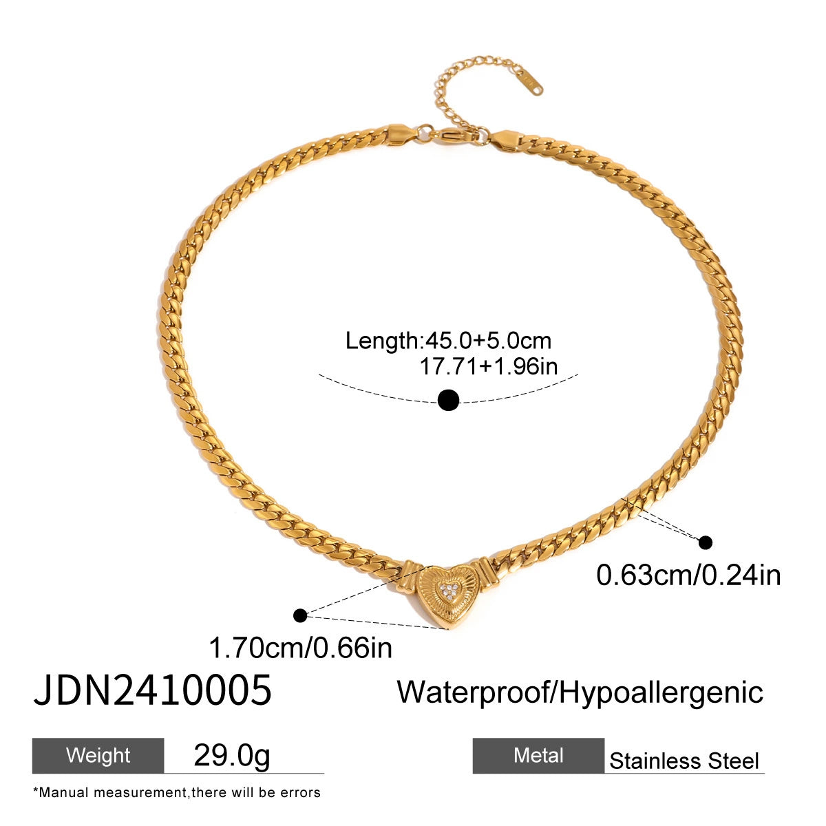 Ryen Titanium Heart Necklace - Silver-tone