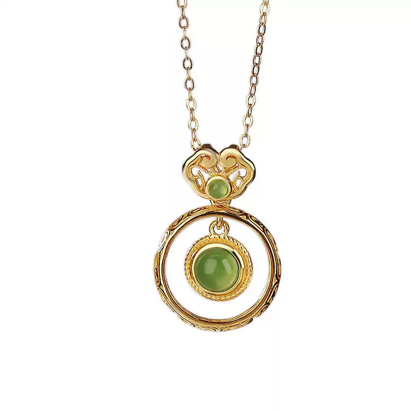 Jade Double Circle Pendant Necklace