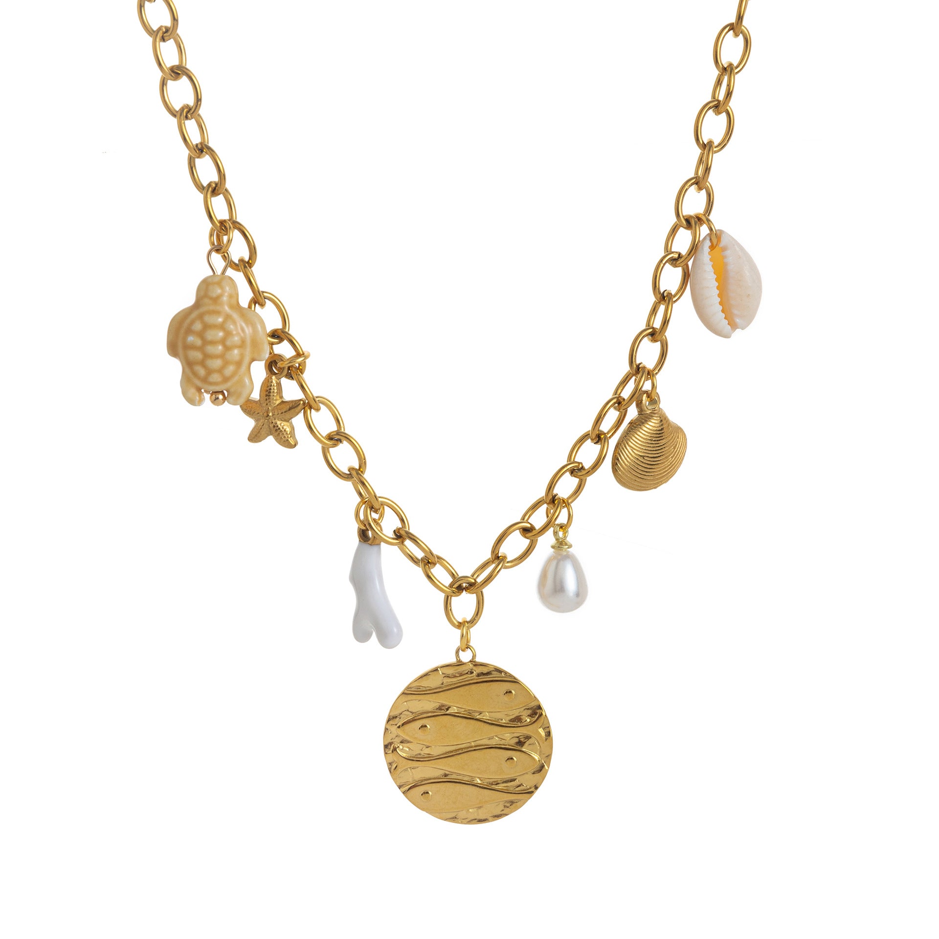 Dainty Fruit Pendant Necklace - Fish Disc Necklace [DG5F0I8O]