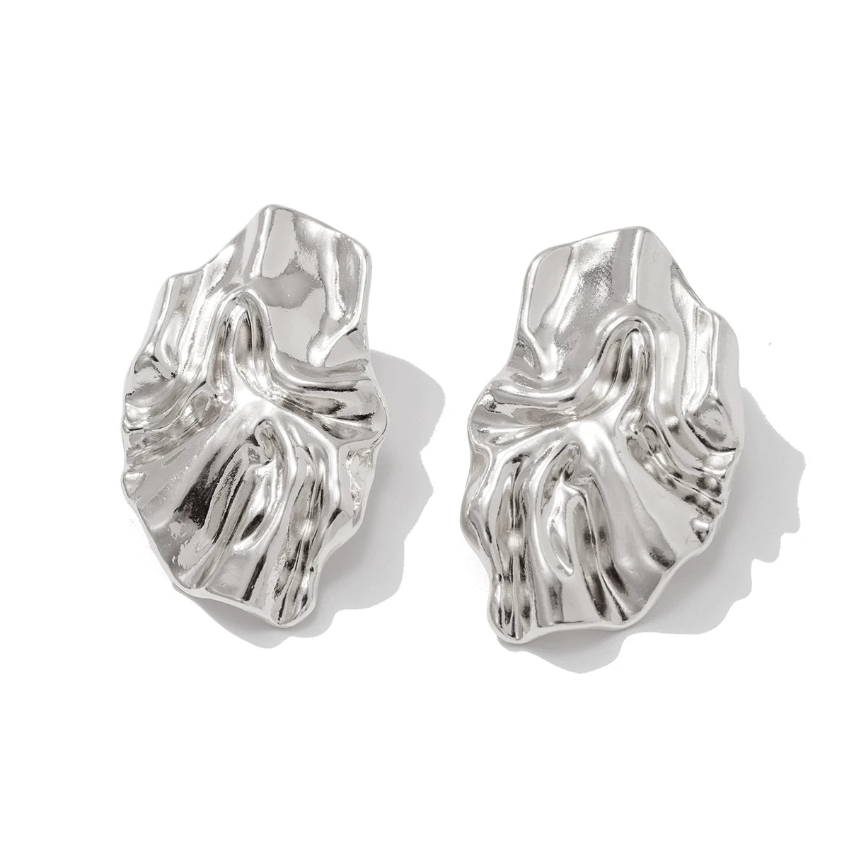 Missy Jewelry - Chanel Irregular Pleated Statement Earrings - Silver Style 1 Color