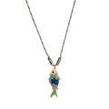 Ocean Fish Pendant Cord Necklace - Teal Fish Necklace (40mm Pendant) [YIQZJCDJ]