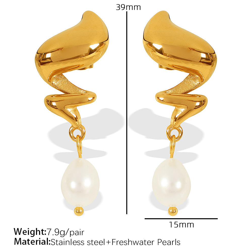 Emmarie Gold Pearl Drop Earrings - Gold Pearl (Design 6) [P2U3M6VP]