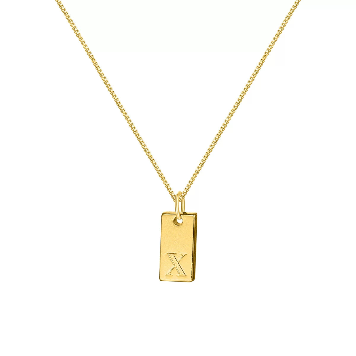 Initial Pendant Box Chain Necklace - Style X [1KGBILDD]