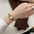 Minimalist Chain Bracelet Watch - Rose Gold with White Dial [9BVZAQIA]