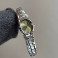 Minimalist Snake Chain Bracelet Watch - Silver with Green Dial [Q2P8XRZF]
