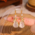 Naomy Gold Cat's Eye Drop Earrings - Gold