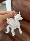 3D Printed Heart Unicorn Keychain - Satin Silver with Heart Keychain (90*80mm) PLA [X6UJLLR2]