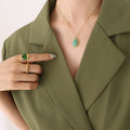 Izzabella Natural Stone Pendant Necklace - Gold Green Natural Stone [D5KPIP02]