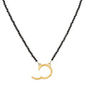 Mini Elephant Pendant Necklace - Black Adjustable Ring [5O80YX1I]