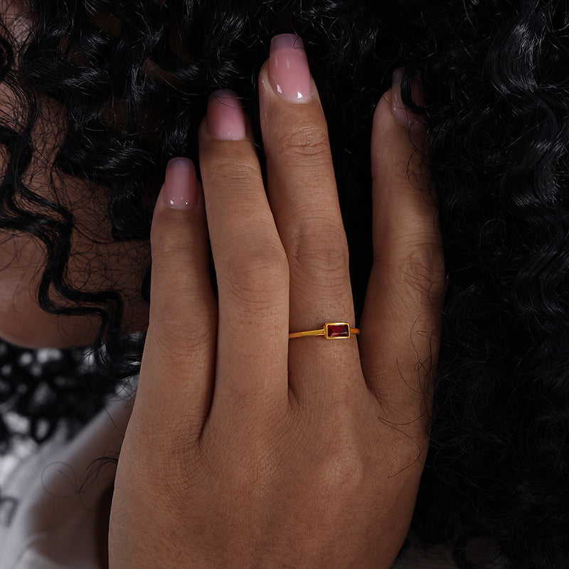 Karena Adjustable Gemstone Ring - Gold Red Zircon Ring [ZL6D9EFA]