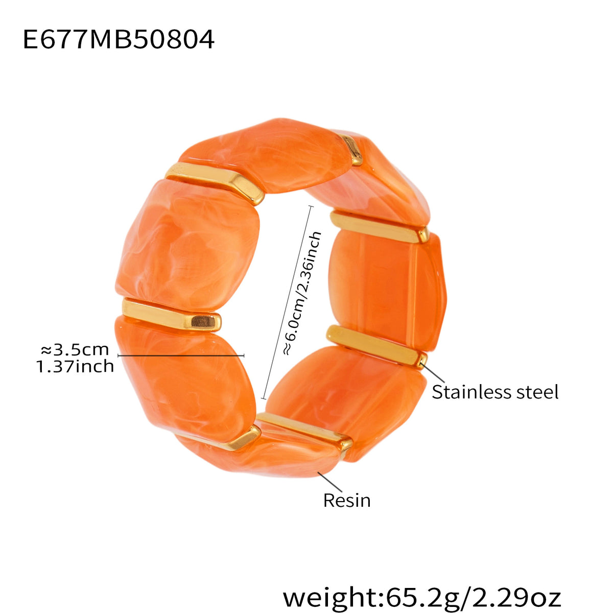 Alianny Irregular Resin Bracelet - Orange Bracelet [YY40K7XC]