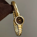 Round Dial Bracelet Watch - Gold Band Coffee Dial [JKJ9HCCH]