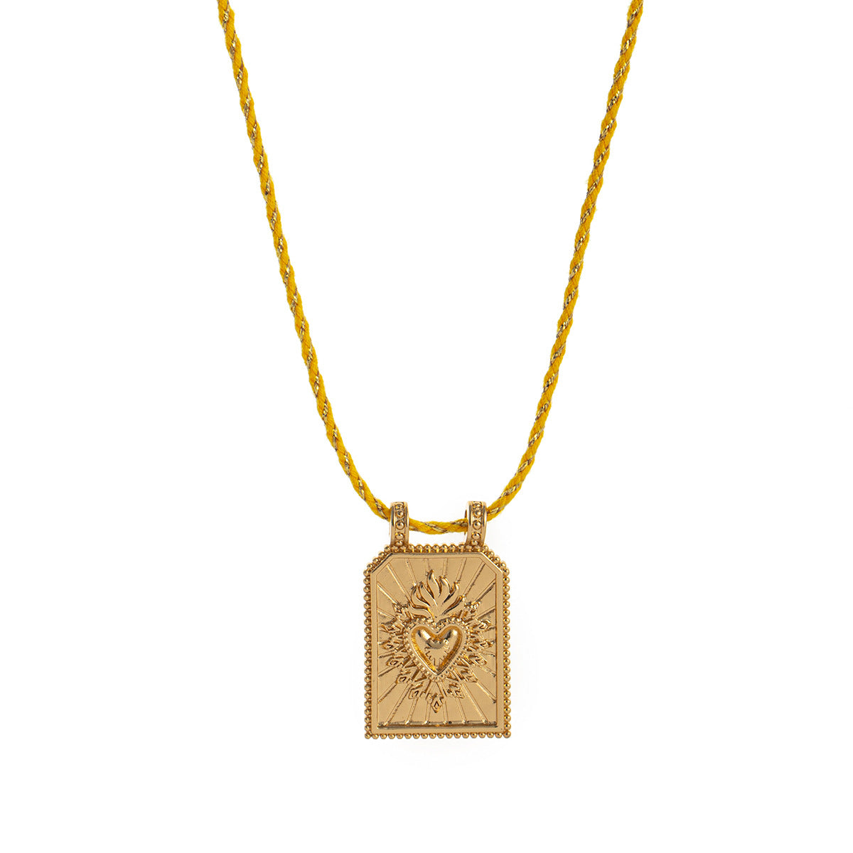 Color Cord Pendant Necklace - Yellow Necklace (No Beads) [LMUP00DN]