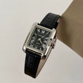 Vintage Square Roman Numeral Watch - Black Strap Silver Case Black Dial [5SEZSCR3]