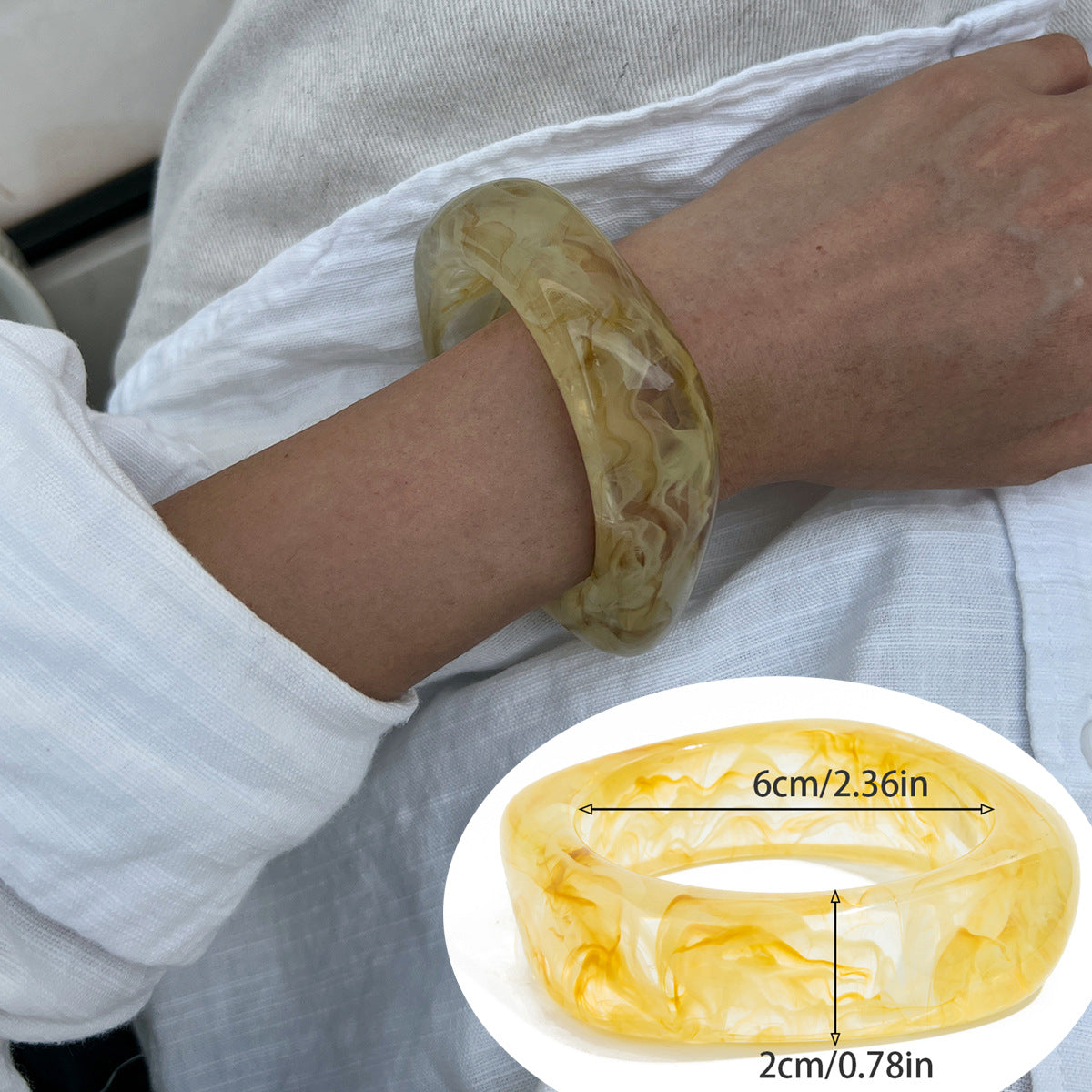 Aloni Marbled Acrylic Bracelet - Marbled Yellow [P9VIQQVU]