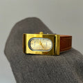 Vintage Square Leather Watch - Brown (Steel) [HJX1UB4H]
