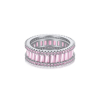 Eternity Row Pink Crystal 925 Sterling Silver Ring