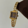 Square Dial Chain Bracelet Watch - Gold Band Coffee Face (Dot Markers) [30ZTY29J]