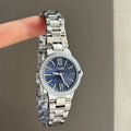 Minimalist Round Dial Bracelet Watch - Silver Band with Blue Dial [Z2NH7NSJ]