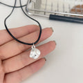 Odessa Brushed Pendant Necklace - Irregular Ball Brushed Black Rope Necklace [7BBBWSYR]