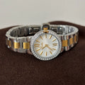 Minimalist Round Dial Bracelet Watch - Two-Tone Band with White Dial [EBMOJLEY]