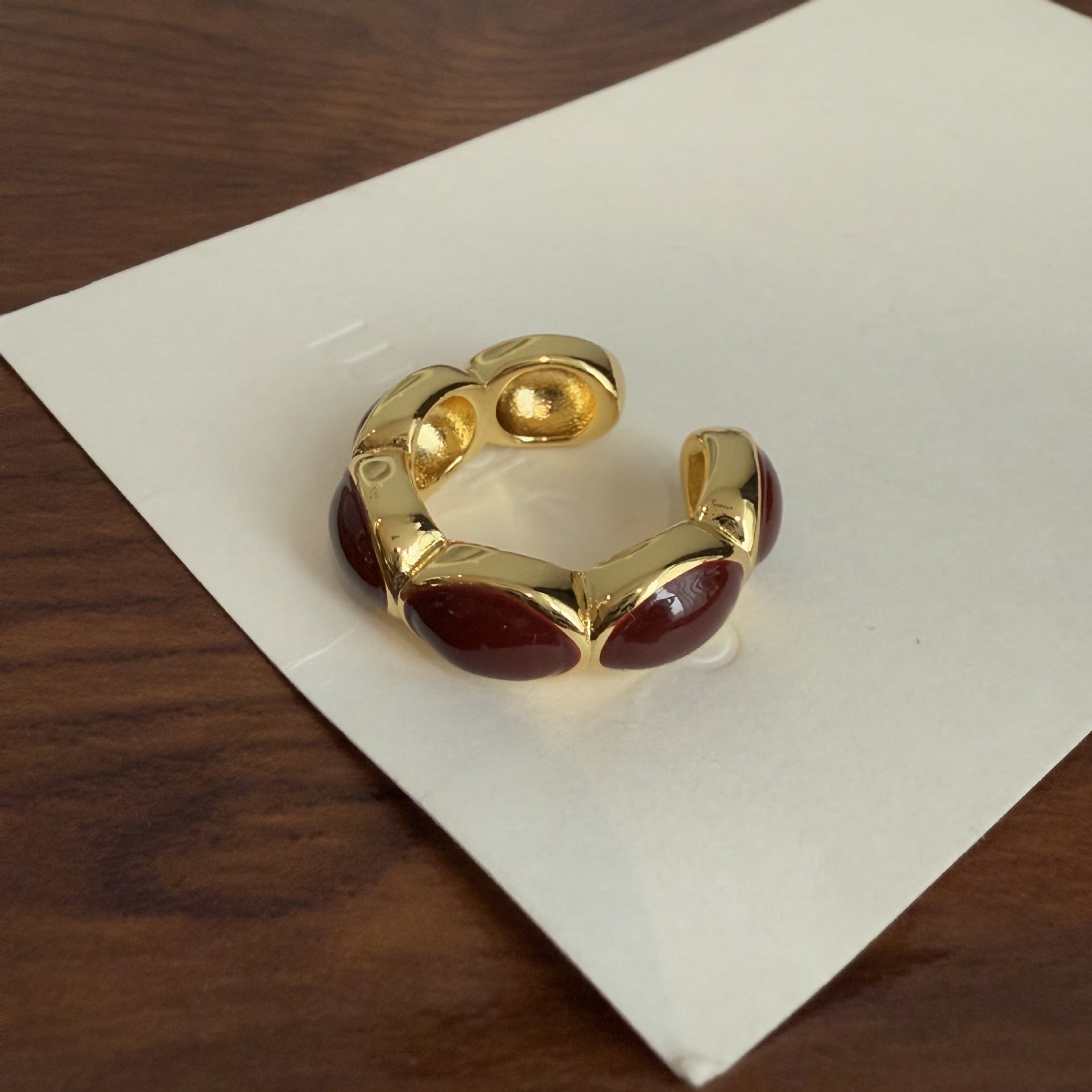 Jaziyah Drip Dot Ring - Gold Angora Red Drip Dot Ring [FUDYR152]