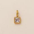 Lotus Birthstone Cube Necklace - April Pendant - Gold [QIVRJDDO]