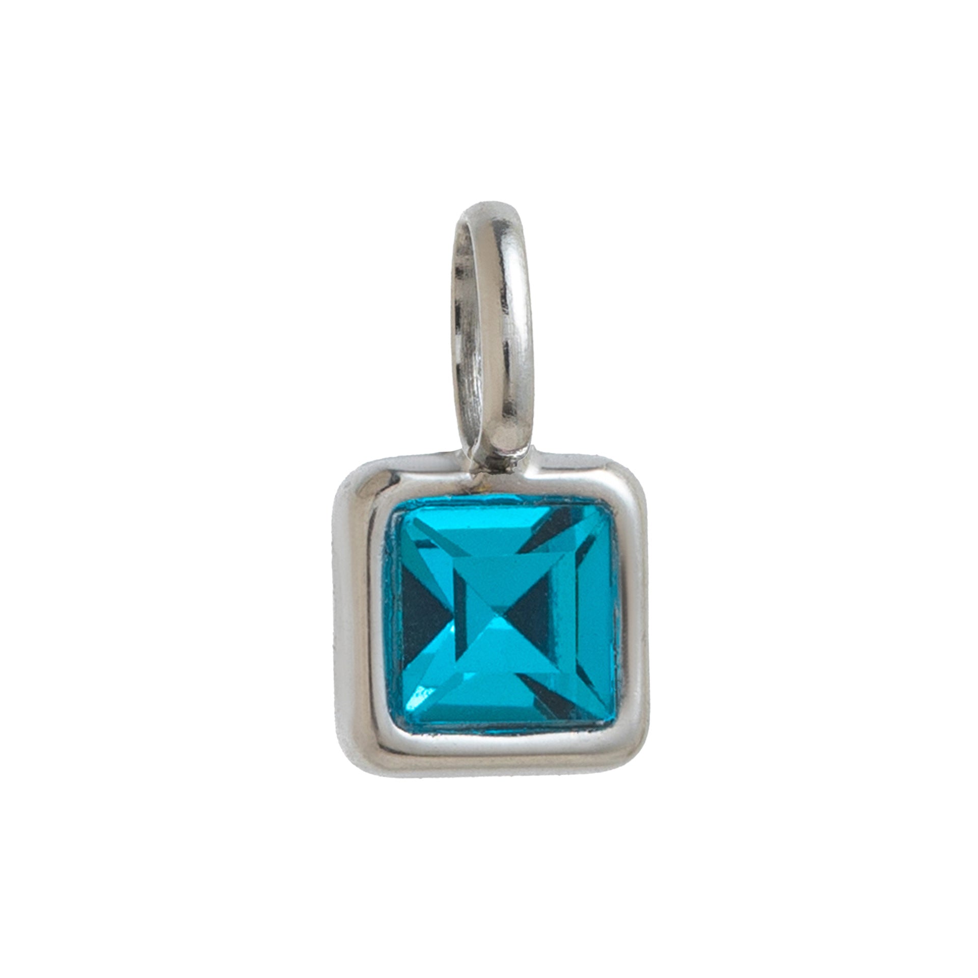 Lotus Birthstone Cube Necklace - December Pendant - Silver [FXEZ37FO]