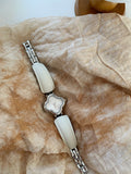 Bostyn Clover Leather Watch - White Strap, Silver Frame & Dial [IHI9A7UH]