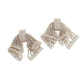 Rhinestone Bow Tassel Drop Earrings - Gold Clip-on Earrings [L5CDMQSL]
