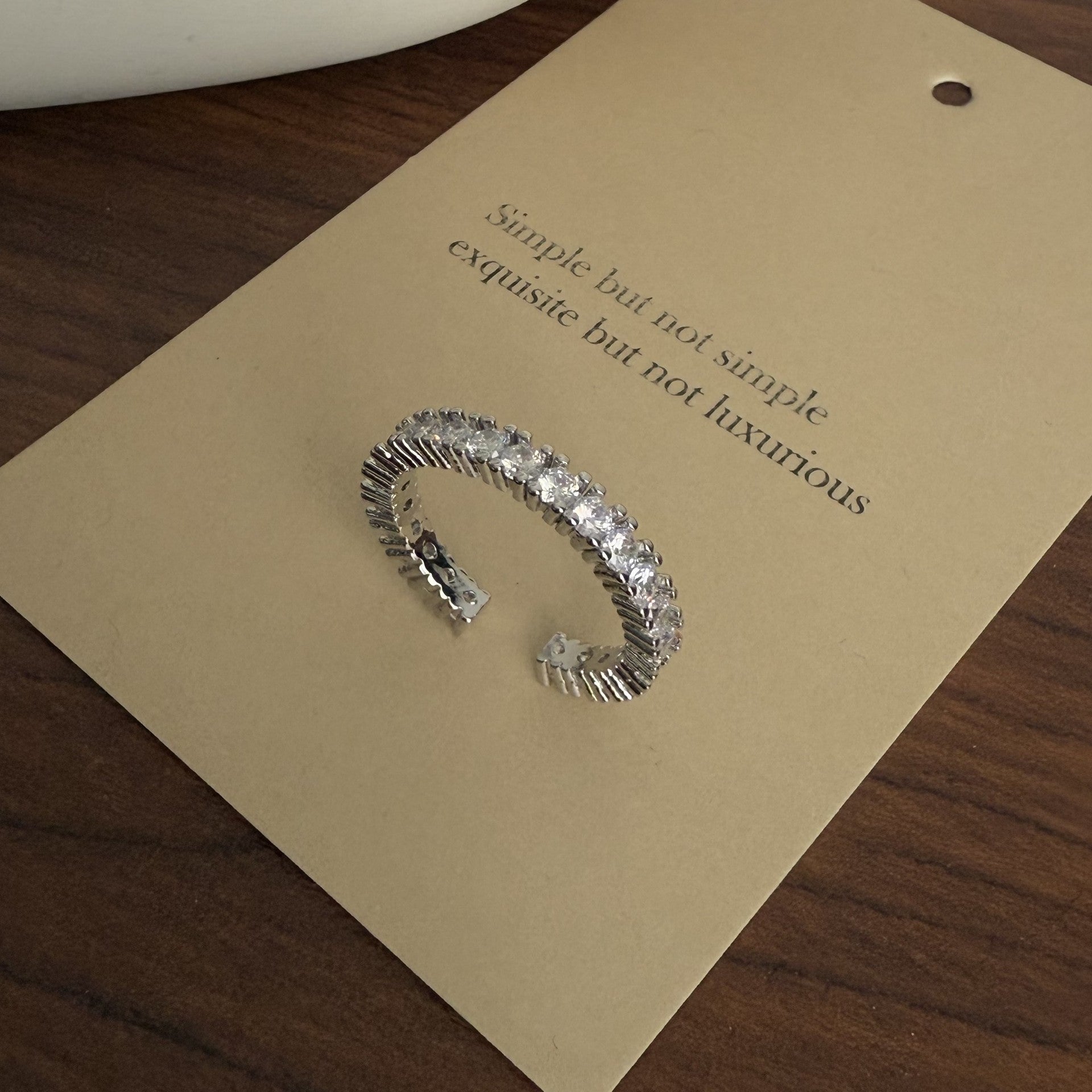 Keaton Sculptural Open Ring - Silver Full Zircon Band Ring [M69QGZIZ]