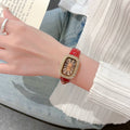 Shayla Square Dial Leather Watch - Red [CDZZFHF1]