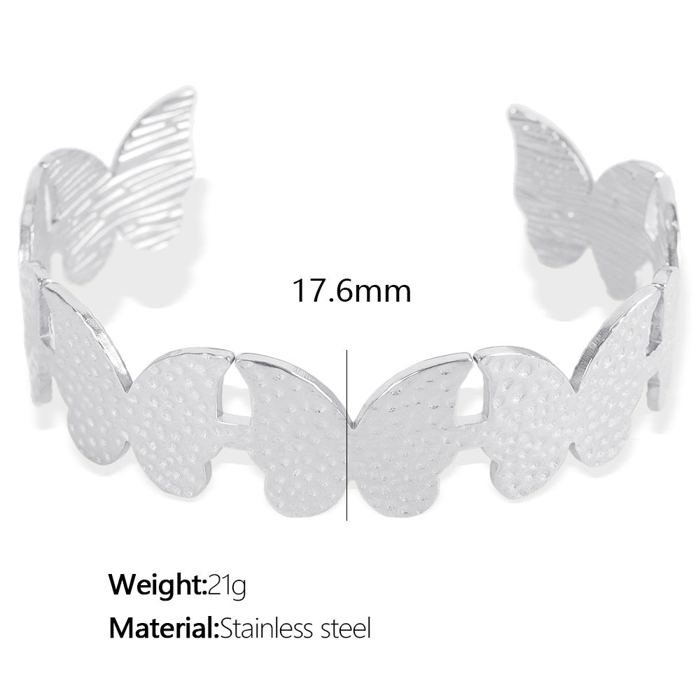 Ileana Sculpted Cuff Bracelet - Silver Butterfly Pattern Cuff [6GOX9LXL]