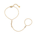 Elliette Gold Plated Finger Chain Bracelet - Finger Chain - Four Rhinestones [Y7KSGDE1]