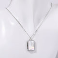 Mother of Pearl Locket Necklace - Silver Mother of Pearl - Rectangle [F6FXXZCR]
