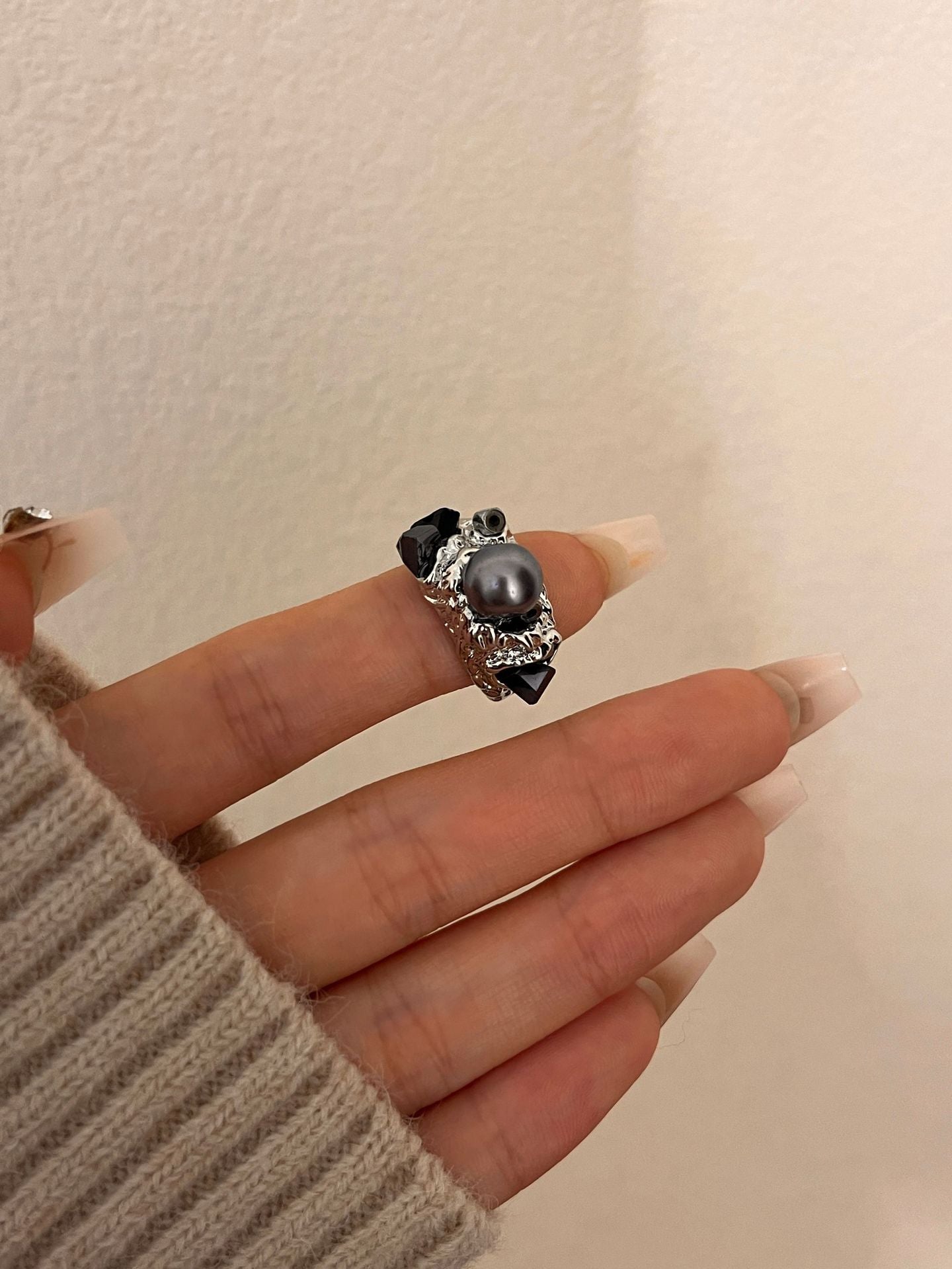 Rosalinda Organic Lava Ring - Silver Organic Lava [VUTBK878]