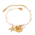 Pearl and Shell Pendant Bracelet - Shell Gold Bracelet [OV49AFJE]